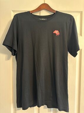 Men’s Black Short Sleeve Tee with Bright Pink Lip Graphic - Made in Brooklyn